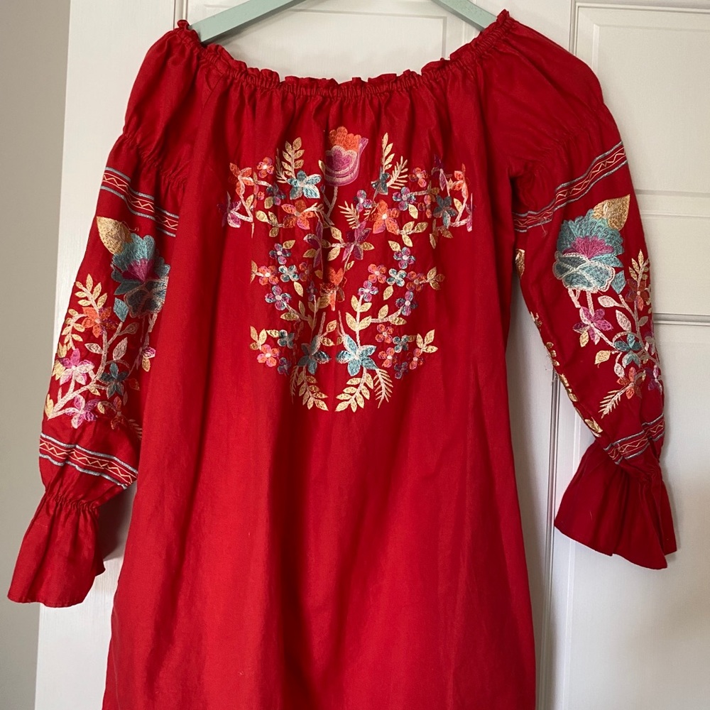 Free People Red Off the Shoulder Dress